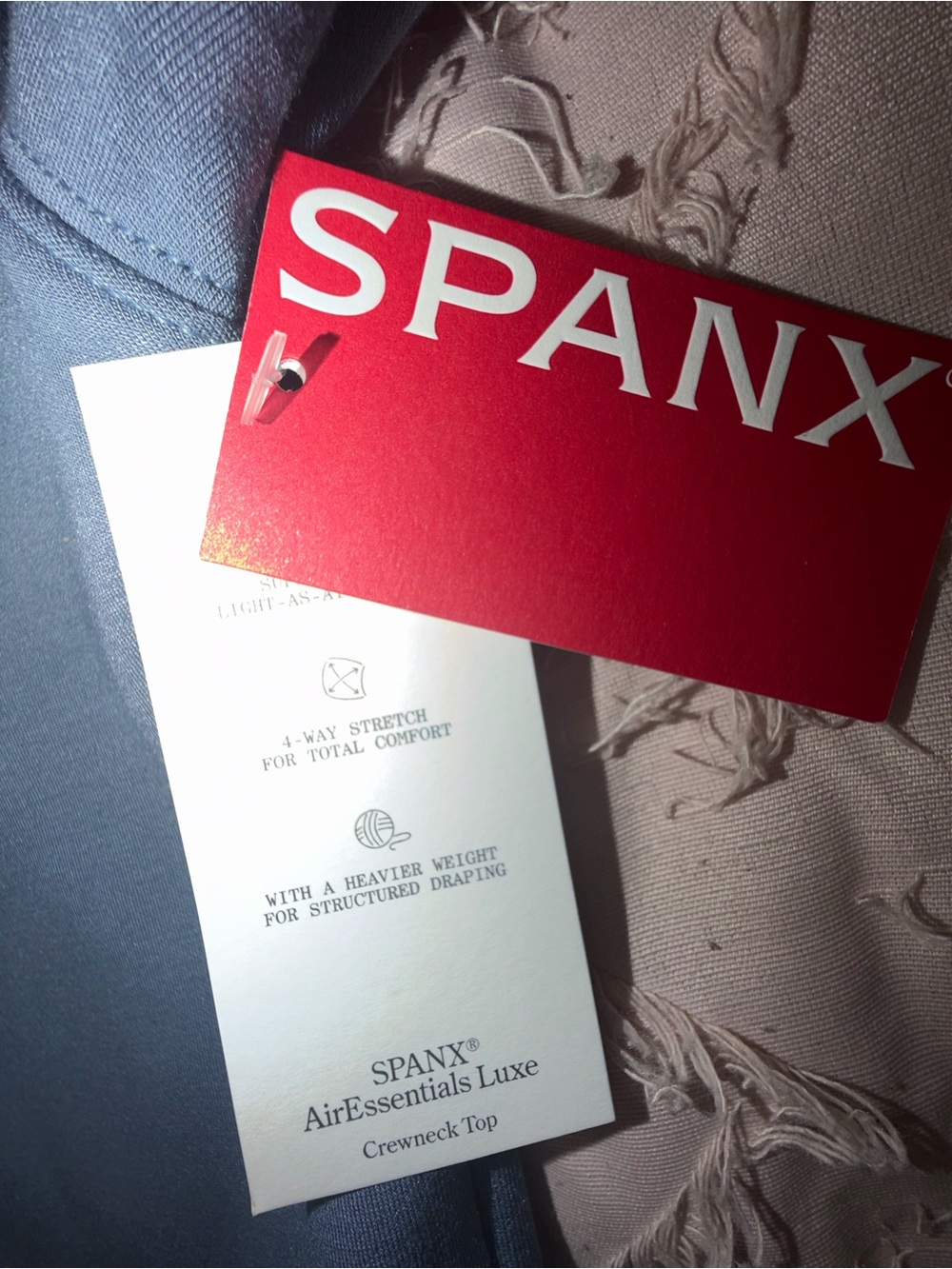 Spanx Air Essentials Luxe Blue Crewneck Sweatshirt, Size XL - Picture 5 of 6